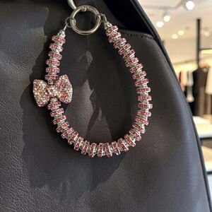 Elegant Pink Crystal Bow Bag Charm / Keychain